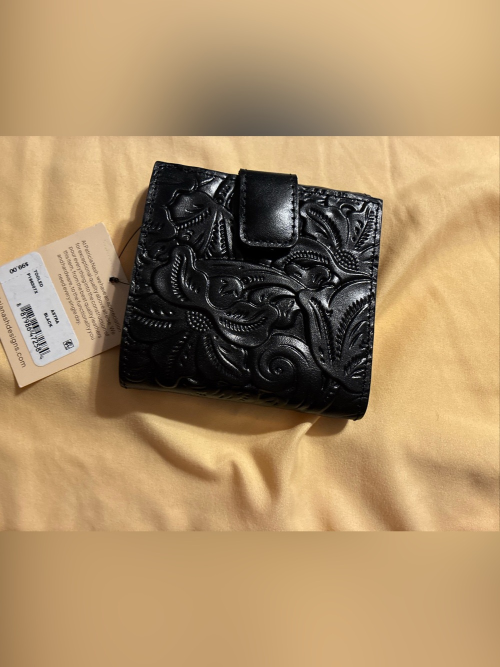 Patricia nash astra tooled black leather wallet